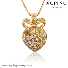 32547 Xuping moda coração design zircão pingente de cor de ouro 18k
